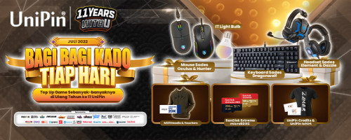 Promo Ulang Tahun ke-11 UniPin Bagi-Bagi Kado TIAP HARI